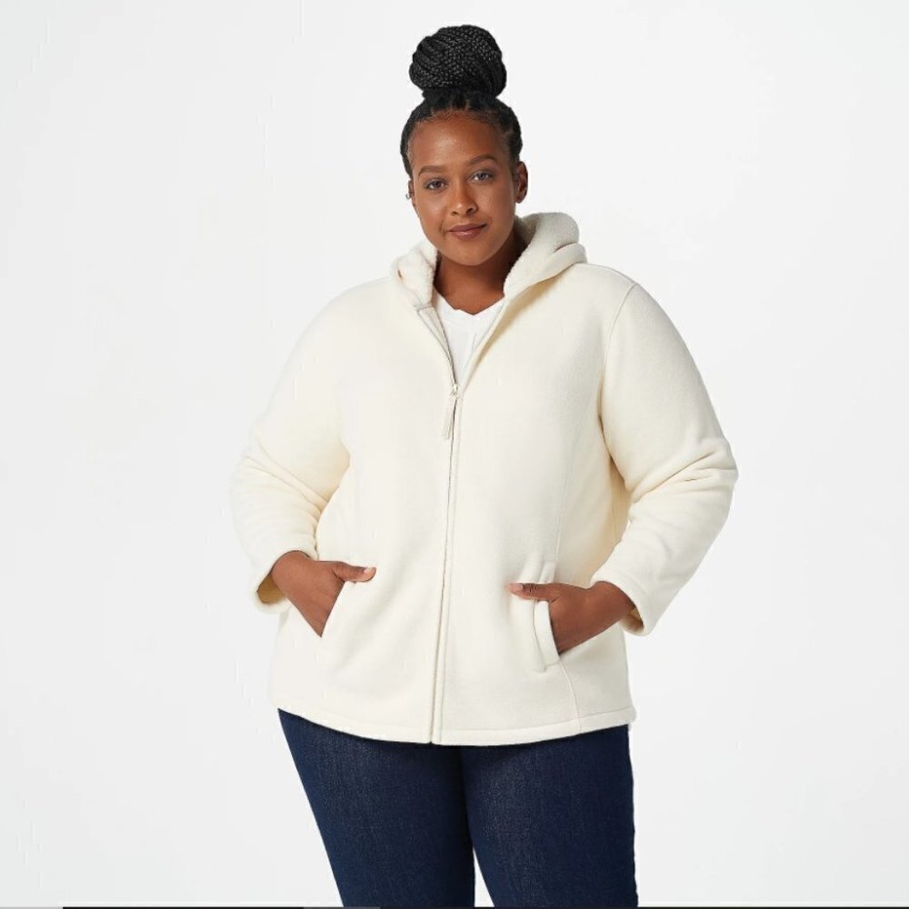 Denim & Co. Zip Front Fleece Jacket with Hood XS
